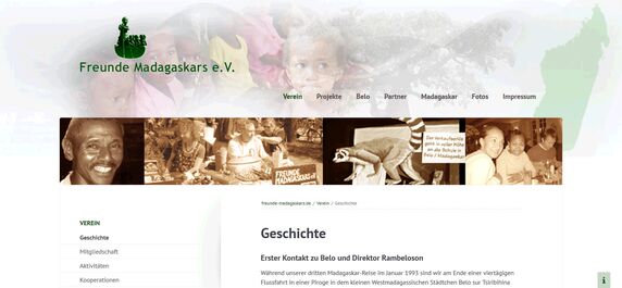 Screenshot der neuen Seite