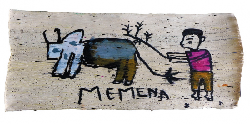 Ein Mann und ein Zebu